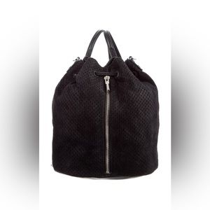 Black perforated suede Elizabeth and James Cynnie sling bag